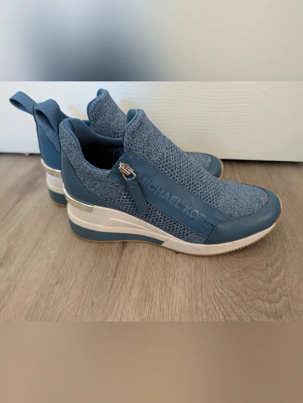 Michael Kors Willis Blue Wedge Sneaker